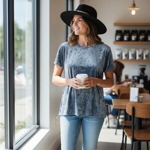 •HP•NEW•XL-2X•VINTAGE BLUE ACID WASH SUPER SOFT TOP